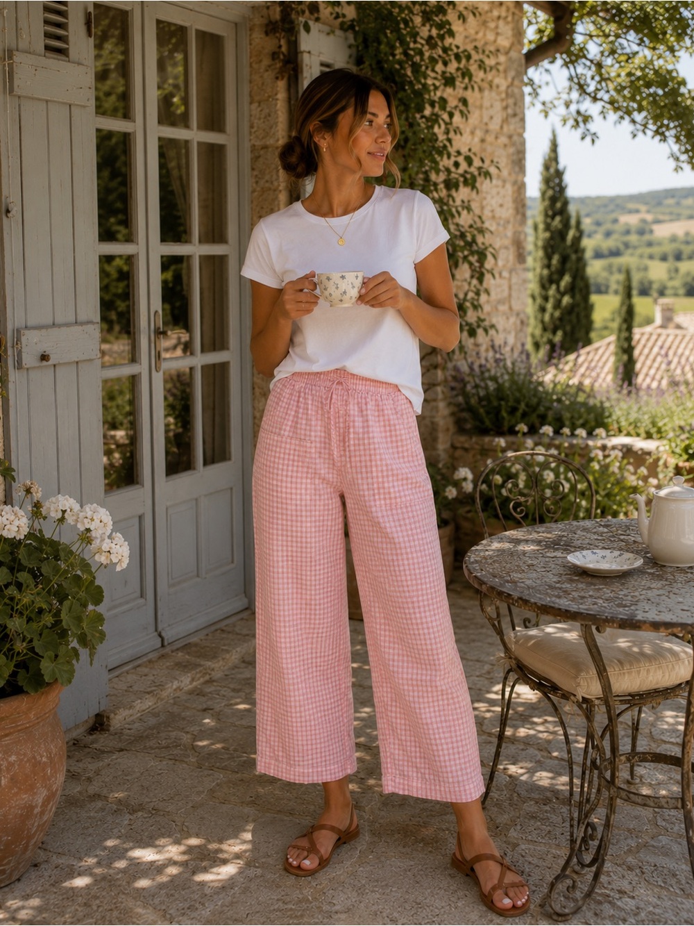 Lemon Grass Studio Vintage Pink Gingham Pants